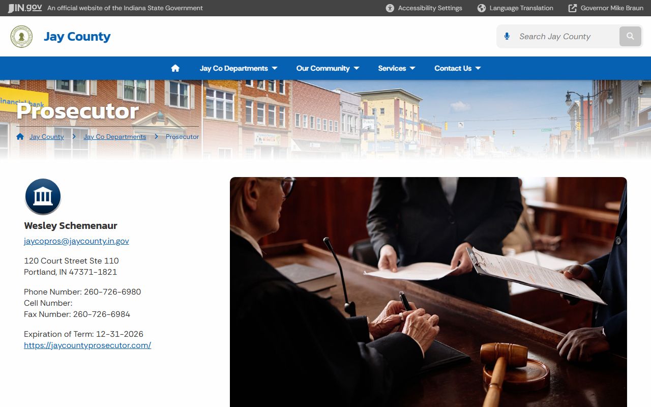 Jay County prosecutor page for court records after jail arrest